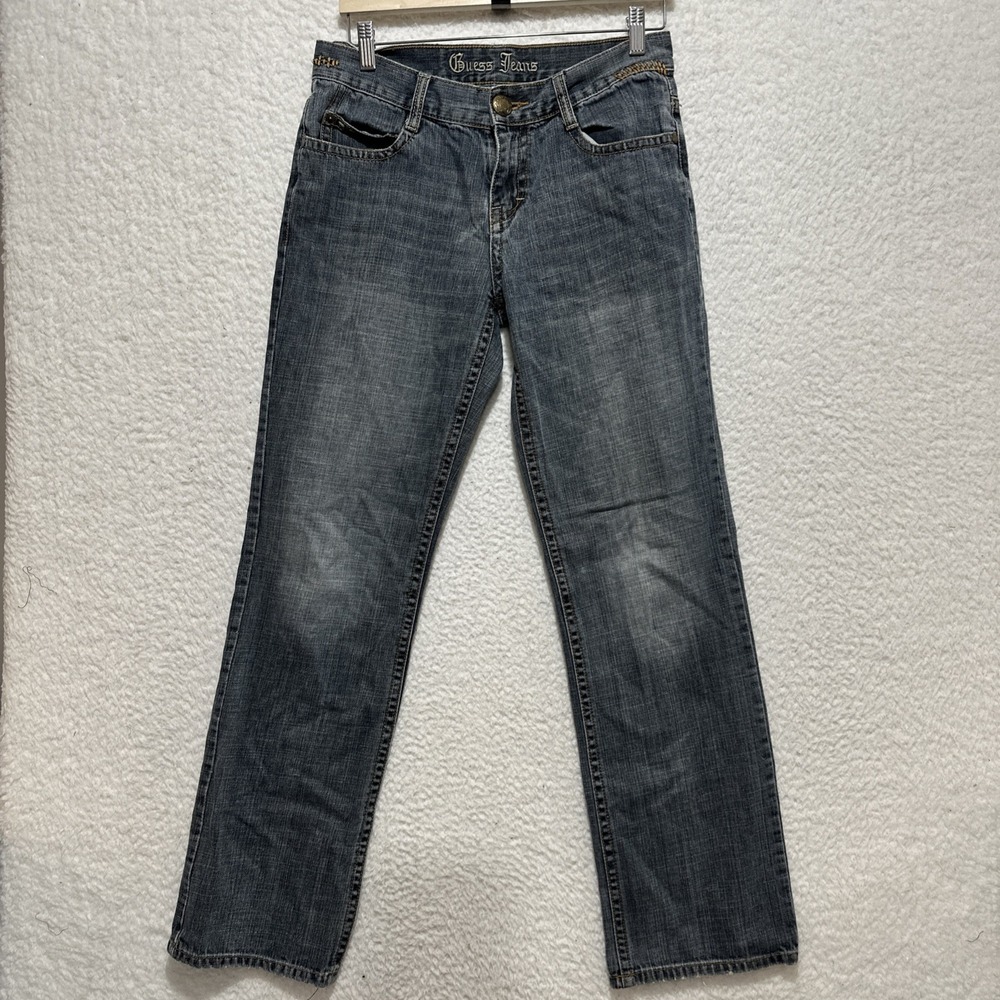 Guess Men's Jeans Size‎ 30 Blue Faded Wash Straight Leg Flap Pockets